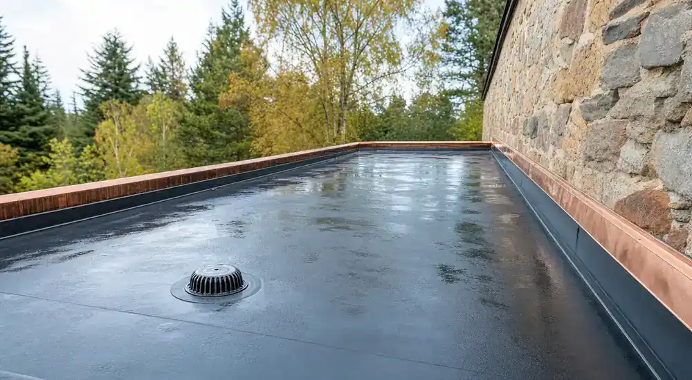 EPDM Rubber Roofing detail for Scottish flat roofing work.