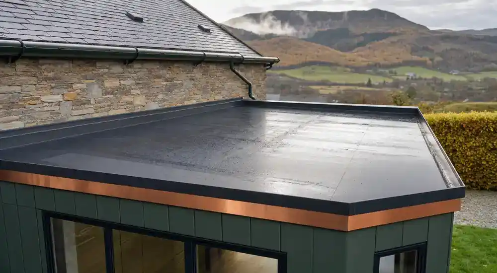 Flat Roof Installation detail for Scottish flat roofing work.