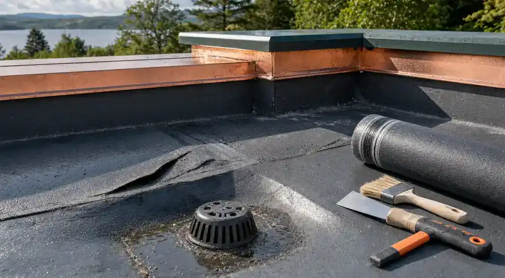Flat Roof Repairs detail for Scottish flat roofing work.
